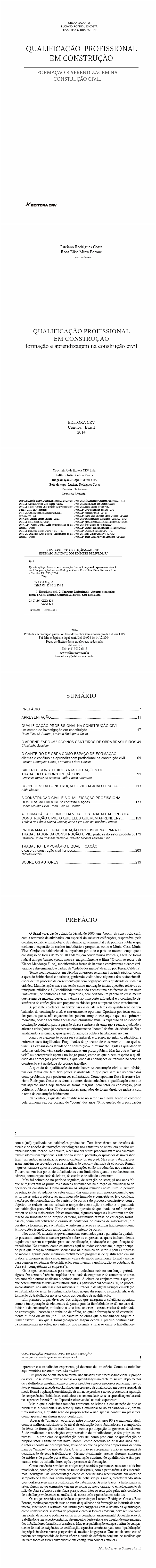 QUALIFICAÇÃO PROFISSIONAL EM CONSTRUÇÃO: formação e aprendizagem na construção civil