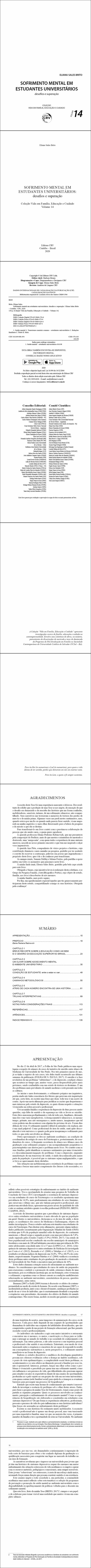 SOFRIMENTO MENTAL EM ESTUDANTES UNIVERSITÁRIOS: <br>desafios e superação<br> Coleção Vida em Família, Educação e Cuidado - Volume 14