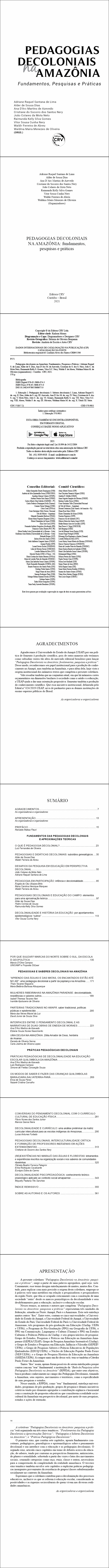 PEDAGOGIAS DECOLONIAIS NA AMAZÔNIA: <br>fundamentos, pesquisas e práticas