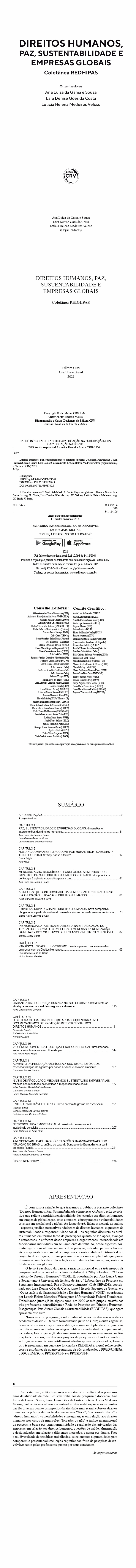 DIREITOS HUMANOS, PAZ, SUSTENTABILIDADE E EMPRESAS GLOBAIS <br> Coletânea REDHIPAS