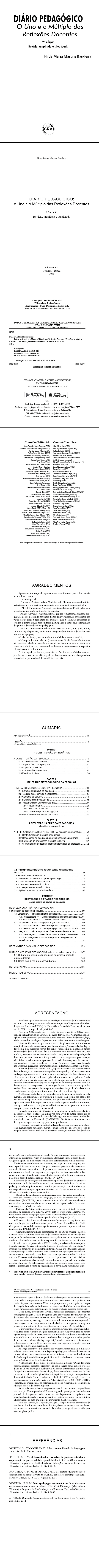 DIÁRIO PEDAGÓGICO:<br>o Uno e o Múltiplo das Reflexões Docentes <br> 2ª edição Revista, ampliada e atualizada