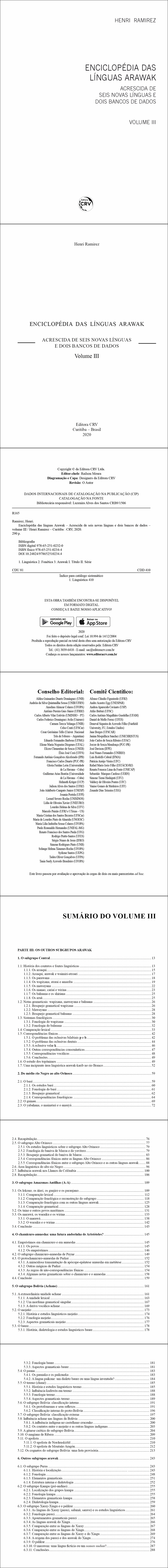 ENCICLOPÉDIA DAS LÍNGUAS ARAWAK <br> ACRESCIDA DE SEIS NOVAS LÍNGUAS E DOIS BANCOS DE DADOS <br> Volume III