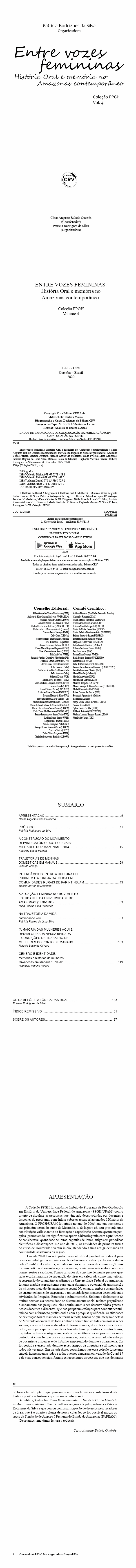 ENTRE VOZES FEMININAS:<br> História Oral e memória no Amazonas contemporâneo. <br>Coleção PPGH - Volume 4