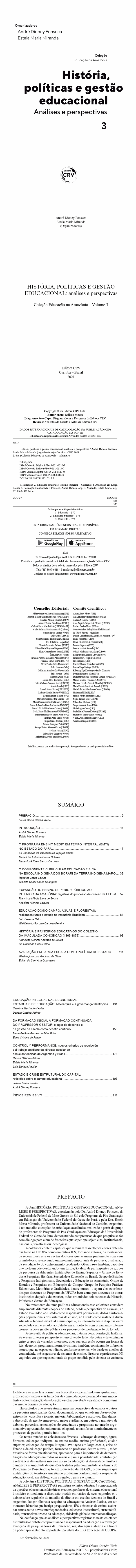 HISTÓRIA, POLÍTICAS E GESTÃO EDUCACIONAL: <br>análises e perspectivas <br> Coleção Educação na Amazônia - Volume 3