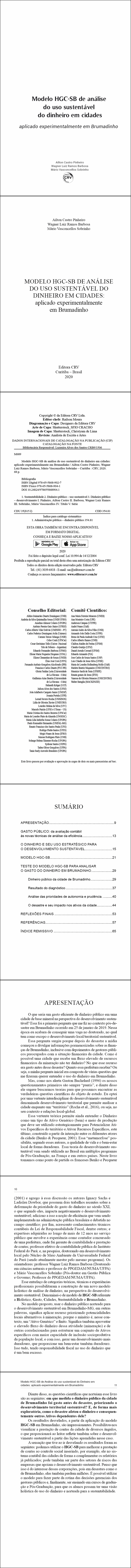 MODELO HGC-SB DE ANÁLISE DO USO SUSTENTÁVEL DO DINHEIRO EM CIDADES:<br> aplicado experimentalmente em Brumadinho