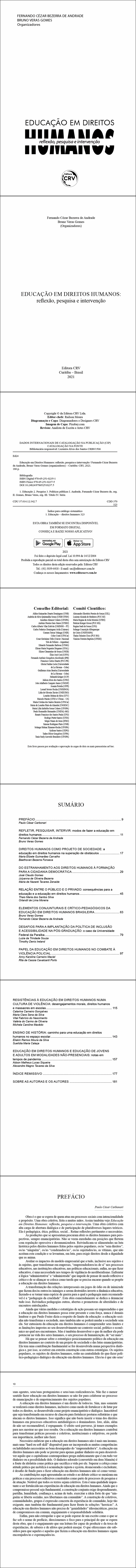 EDUCAÇÃO EM DIREITOS HUMANOS: <br>reflexão, pesquisa e intervenção
