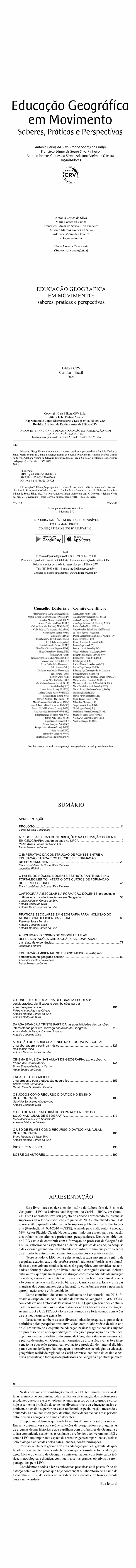EDUCAÇÃO GEOGRÁFICA EM MOVIMENTO: <br>saberes, práticas e perspectivas