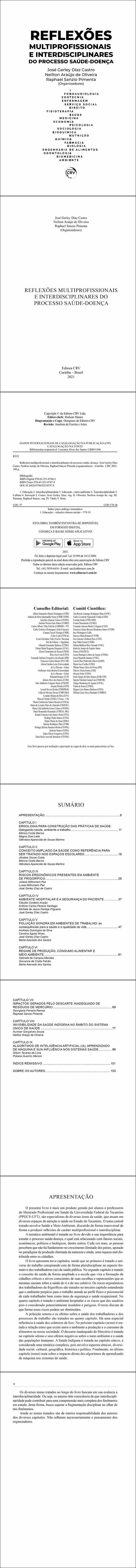 REFLEXÕES MULTIPROFISSIONAIS E INTERDISCIPLINARES DO PROCESSO SAÚDE-DOENÇA