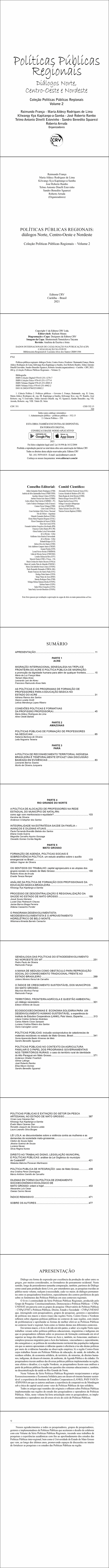 POLÍTICAS PÚBLICAS REGIONAIS: <br>diálogos Norte, Centro-Oeste e Nordeste<br><br> Coleção Políticas Públicas Regionais – Volume 2