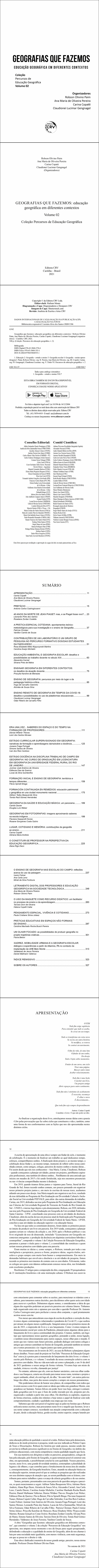 GEOGRAFIAS QUE FAZEMOS:<br> educação geográfica em diferentes contextos  <br> Coleção Percursos de Educação Geográfica - Volume 02