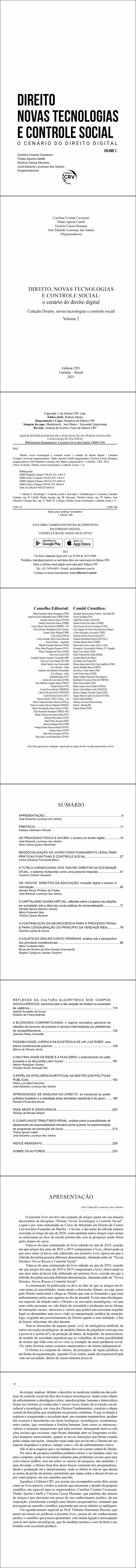 DIREITO, NOVAS TECNOLOGIAS E CONTROLE SOCIAL: <br>o cenário do direito digital <br><br>Coleção Direito, novas tecnologias e controle social - Volume 2