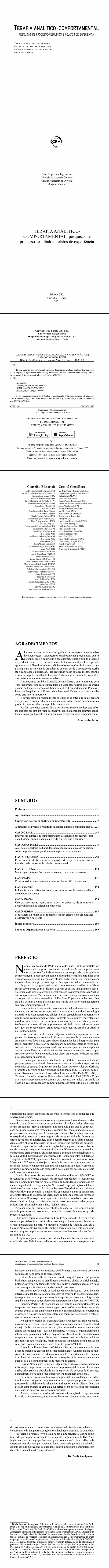 TERAPIA ANALÍTICO-COMPORTAMENTAL:<br> pesquisas de processo-resultado e relatos de experiência