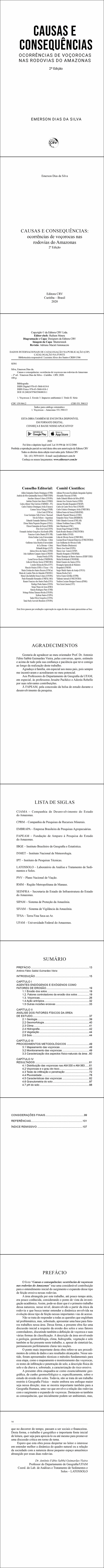 CAUSAS E CONSEQUÊNCIAS: <br>ocorrências de voçorocas nas rodovias do Amazonas<br> 2ª Edição