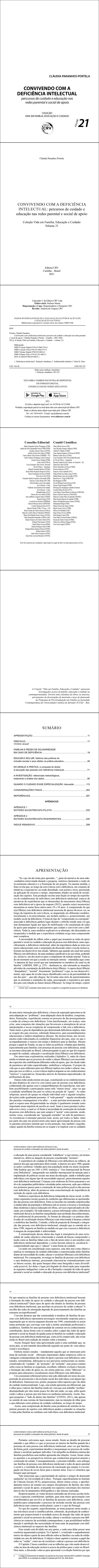 CONVIVENDO COM A DEFICIÊNCIA INTELECTUAL:<BR> percursos de cuidado e educação nas redes parental e social de apoio <br><br>Coleção Vida em Família, Educação e Cuidado - Volume 21