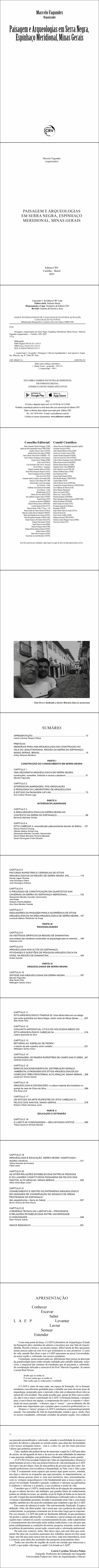 PAISAGEM E ARQUEOLOGIAS EM SERRA NEGRA, ESPINHAÇO MERIDIONAL, MINAS GERAIS