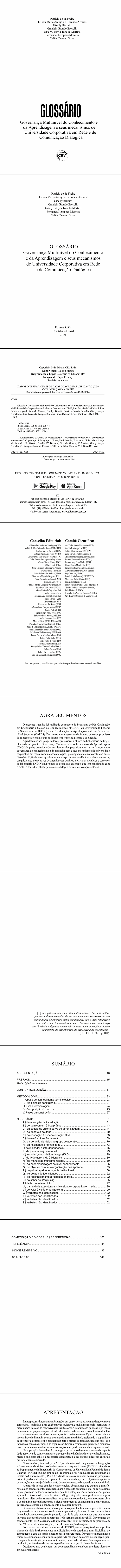 GLOSSÁRIO<br>Governança Multinível do Conhecimento e da Aprendizagem e seus mecanismos de Universidade Corporativa em Rede e de Comunicação Dialógica