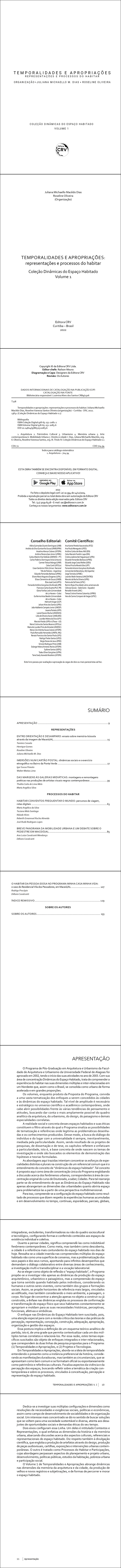 TEMPORALIDADES E APROPRIAÇÕES: <br>representações e processos do habitar <br>Coleção Dinâmicas do Espaço Habitado<br> Volume 1