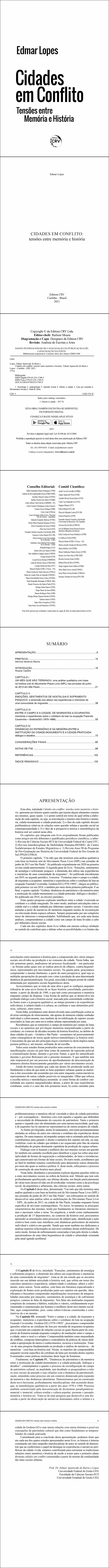 CIDADES EM CONFLITO: <br>tensões entre memória e história