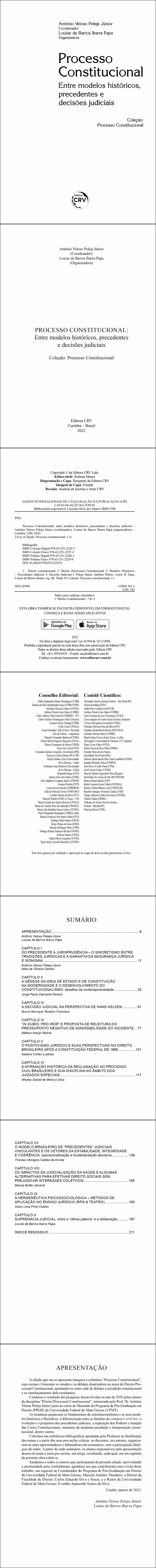 PROCESSO CONSTITUCIONAL: <br>Entre modelos históricos, precedentes e decisões judiciais <br>Coleção: Processo Constitucional