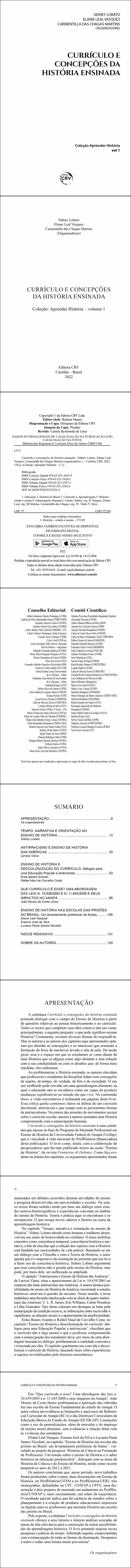 CURRÍCULO E CONCEPÇÕES DA HISTÓRIA ENSINADA <br><br>Coleção: Aprender História – volume 1