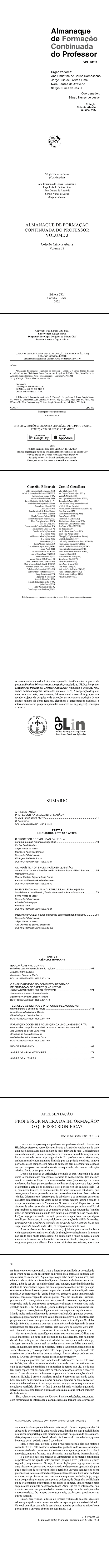 ALMANAQUE DE FORMAÇÃO CONTINUADA DO PROFESSOR<br> VOLUME 3 <br>Coleção Ciência Aberta <br>Volume 22
