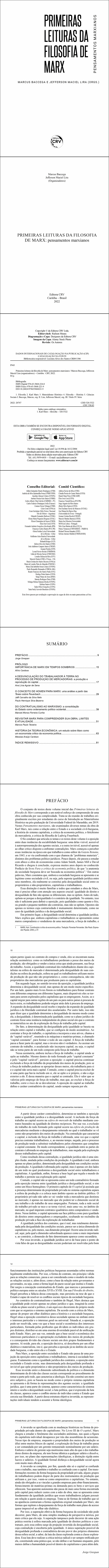 PRIMEIRAS LEITURAS DA FILOSOFIA DE MARX: <br>pensamentos marxianos