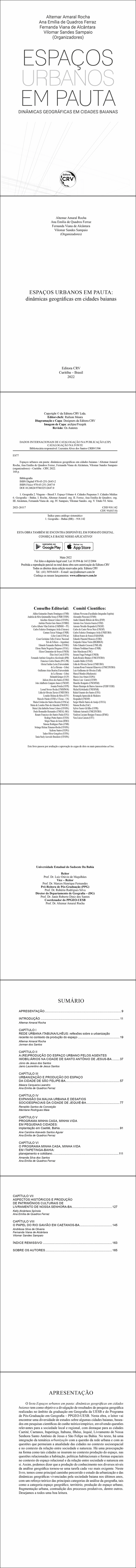 ESPAÇOS URBANOS EM PAUTA:<br> dinâmicas geográficas em cidades baianas