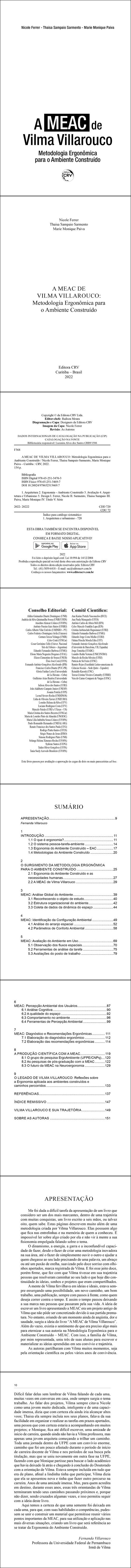 A MEAC DE VILMA VILLAROUCO:<br> Metodologia Ergonômica para o Ambiente Construído