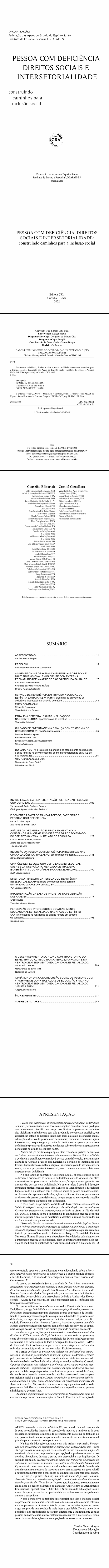 PESSOA COM DEFICIÊNCIA, DIREITOS SOCIAIS E INTERSETORIALIDADE<br>construindo caminhos para a inclusão social