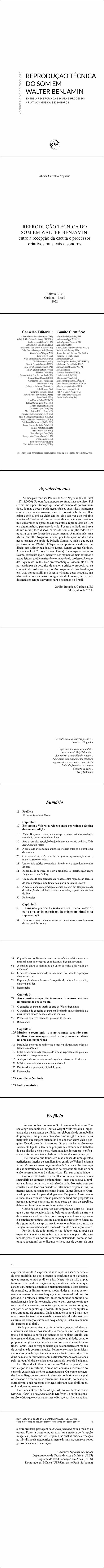 REPRODUÇÃO TÉCNICA DO SOM EM WALTER BENJAMIN<br>entre a recepção da escuta e processos criativos musicais e sonoros