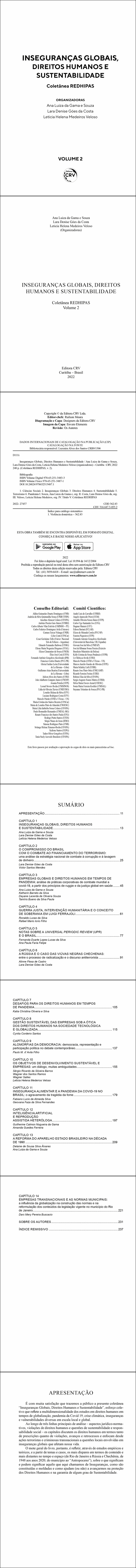 INSEGURANÇAS GLOBAIS, DIREITOS HUMANOS E SUSTENTABILIDADE<br>Coletânea REDHIPAS<br>Volume 2