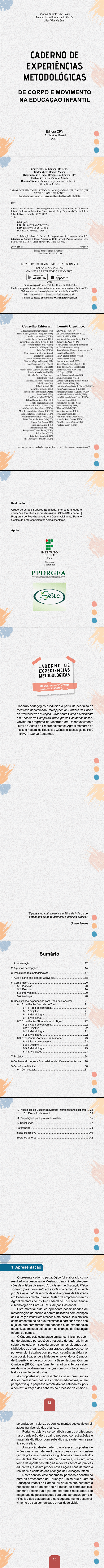 CADERNO DE EXPERIÊNCIAS METODOLÓGICAS<br>DE CORPO E MOVIMENTO NA EDUCAÇÃO INFANTIL