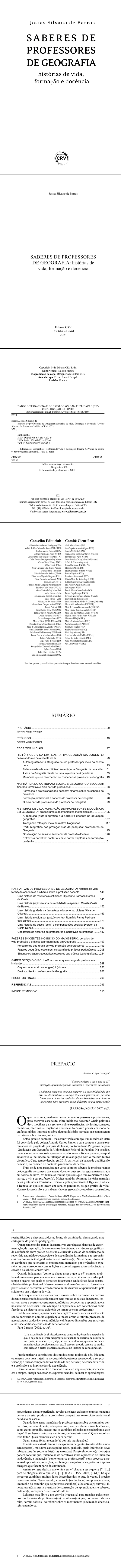 SABERES DE PROFESSORES DE GEOGRAFIA<BR>histórias de vida, formação e docência